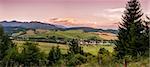 nature landscape with village and mountains, view towards west tatra mountains