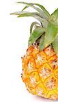 Half of Fresh Sweet Pineapple closeup on white background