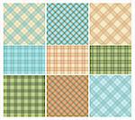 Set of Vintage Colorful Seamless Geometric Plaid Backgrounds