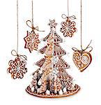 Decorative Gingerbread Christmas tree, star, heart with sugar icing