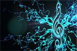 Digitally generated music background in blue