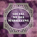 Social Media Marketing Concept. Vintage design. Purple Background made of Triangles.