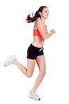 young attractive woman jogging jogger runner sport isolated on white