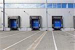 Loading dock ramps at distribution warehouse