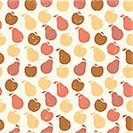 Grunge Retro Vector seamless pattern of fruit - apple and pear