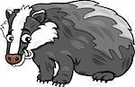 Cartoon Illustration of Cute Badger Animal