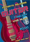 Rock concert design template with guitar, microphone