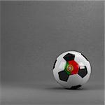 Portuguese soccer ball in front of plaster wall