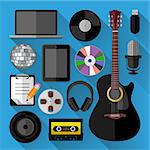 Music icons bundle. Flat design. Vector illustration.