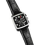 Men´s steel wristwatch leather strap modern fashion style