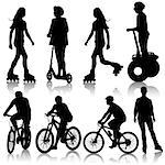 Set silhouette of a cyclist.  vector illustration.