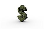 Dollar sign made of leaves on white background