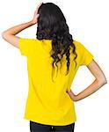 Disappointed football fan in brasil tshirt on white background