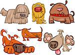 Cartoon Illustration of Cute Dogs or Puppies Pets Collection