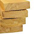 Pack of wooden planks. Close-up. white background