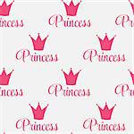 Princess Crown Seamless Pattern  Background Vector Illustration