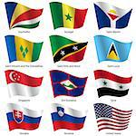 Set  Flags of world sovereign states. Vector illustration. Set number 14. Exact colors. Easy changes.