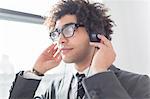 Young man wearing headphones