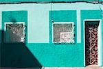 Close-up of Colorful building, street scene, Sanctis Spiritus, Cuba, West Indies, Caribbean