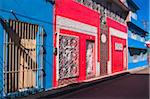 Colorful buildings, street scene, Sanctis Spiritus, Cuba, West Indies, Caribbean