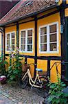 Bicycle Parked in front of House, Faaborg, Fyn Island, Denmark