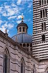 Close-up of dome and tower, Duomo di Siena, Province of Siena, Siena, Tuscany, Italy