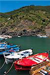 Boats in Water, Vernazza, Cinque Terre, La Spezia District, Italian Riviera, Liguria, Italy