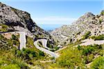 Hairpin Turns on Road through Mountains, Majorca, Balearic Islands, Spain