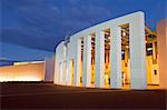 Australia, Australian Capital Territory (ACT), Canberra, Capital Hill.  Marble facade of the Great Verandah - part of the entrance to Parliament House.