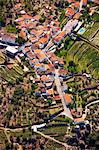 Europe, Portugal, Tras-os-Montes e Alto Douro, Douro Valley aerial view of vineyards and vineyard terraces and the Douro (Duero) river in the UNESCO World Heritage listed Alto Douro region