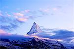 Europe, Valais, Swiss Alps, Switzerland, Zermatt, sunset on The Matterhorn (4478m)