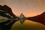 Europe, Valais, Swiss Alps, Switzerland, Zermatt, The Matterhorn (4478m), Rifelsee lake