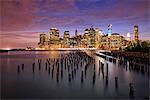 Looking out from Brooklyn Park to Lower Manhatten, New York, USA