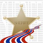 Sheriff star on a background of the inscription "sheriff". Illustration on white background.