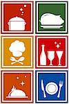 set colorful icons with kitchen objects silhouette