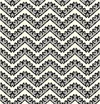 Vector black lace chevron seamless pattern on white background