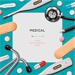 Medical template with medicine equipment, vector Eps10.