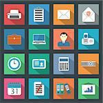 Office flat icons vector graphic illustration set