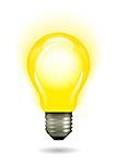 Glowing yellow light bulb. Vector illustration