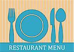Original restaurant menu design with plate and cutlery