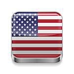 Metal square icon with American flag colors