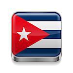 Metal square icon with Cuban flag colors