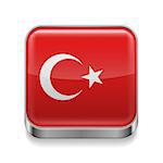Metal square icon with Turkish flag colors