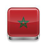 Metal square icon with Moroccan flag colors