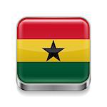 Metal square icon with Ghanaian flag colors