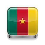 Metal square icon with Cameroonian flag colors