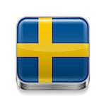Metal square icon with Swedish flag colors