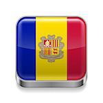 Metal square icon with Andorran flag colors