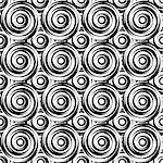 Design seamless monochrome swirl pattern. Uncolored geometric circle background. Vector art