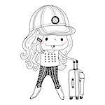 Girl in doodle style, isolated on white background.Vector illustration.